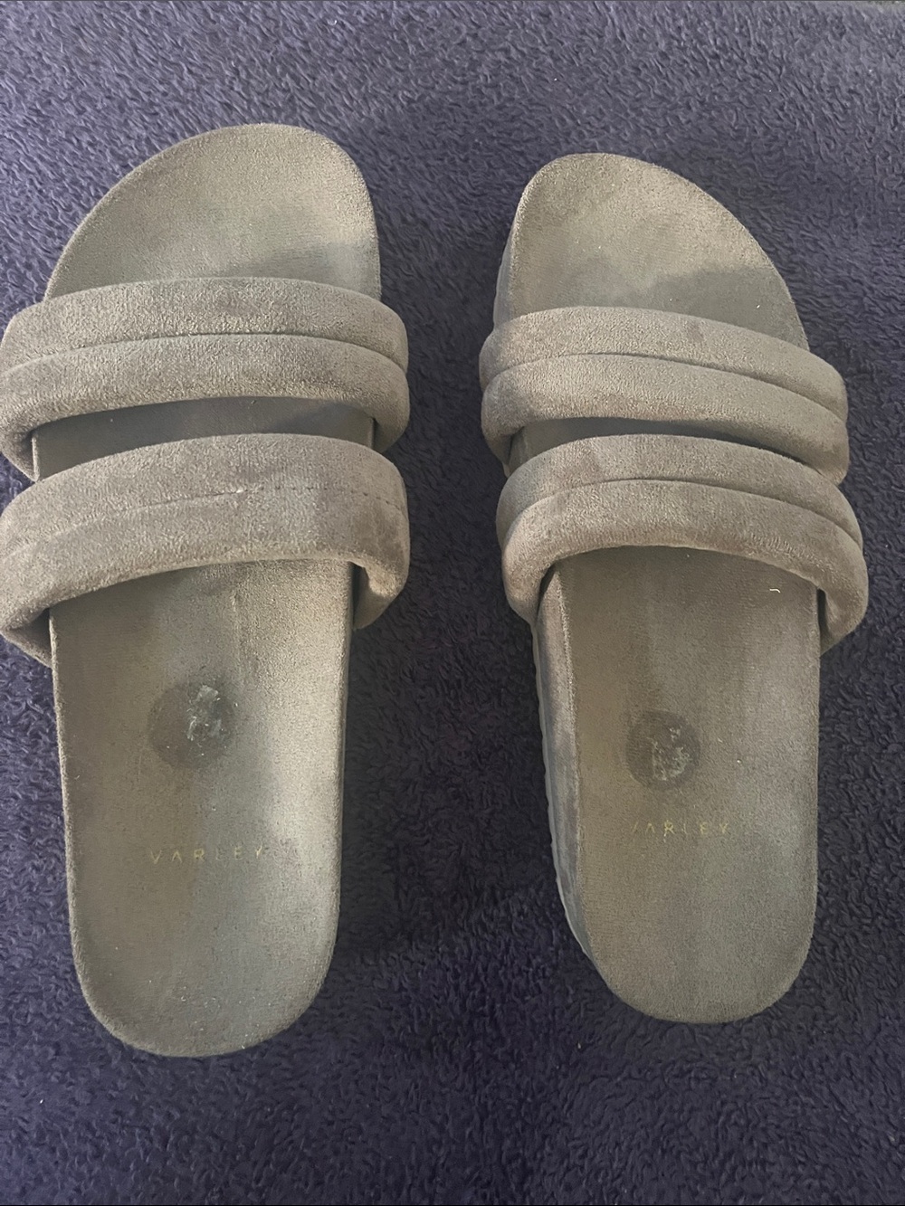 Varley Women's Gray Triple-Strap Slide Sandals size 9